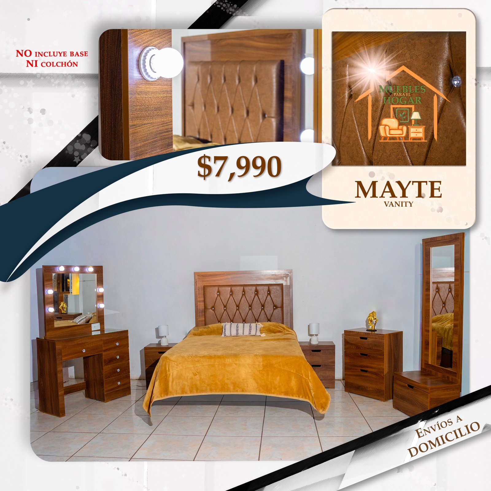 RECÁMARA MAYTE CON VANITY AVELLANA