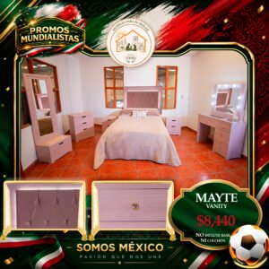 RECÁMARA MAYTE CON VANITY ROSA
