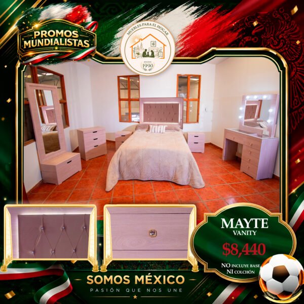 RECÁMARA MAYTE CON VANITY ROSA