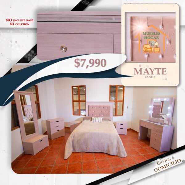 RECÁMARA MAYTE CON VANITY ROSA