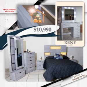 RECÁMARA RENY CON VANITY GRIS