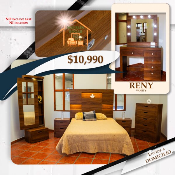 RECÁMARA RENY CON VANITY CAFÉ PAROTA