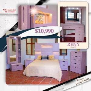 RECÁMARA RENY CON VANITY ROSA