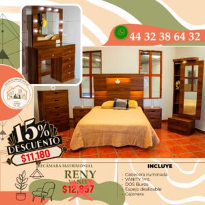 RECÁMARA RENY CON VANITY CAFÉ PAROTA