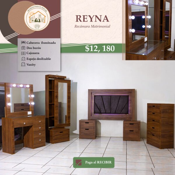 RECÁMARA REYNA CON VANITY CAFÉ