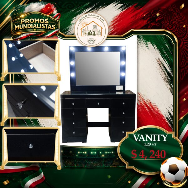 TOCADOR VANITY NEGRO (1,2 MT)