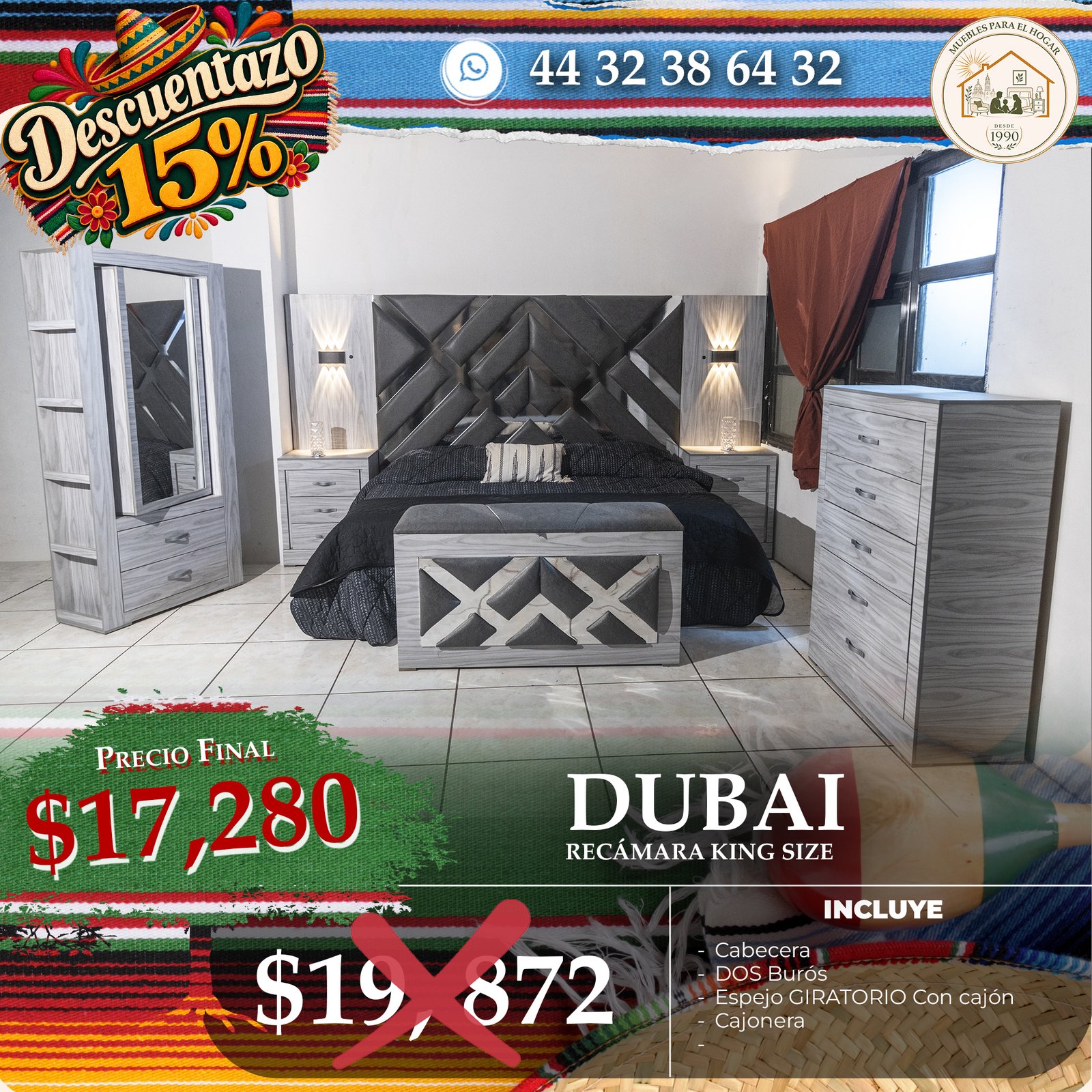 RECÁMARA DUBAI GRIS