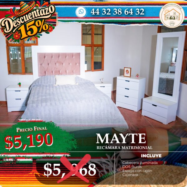 RECÁMARA MAYTE BLANCO ROSA