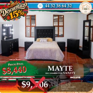 RECÁMARA MAYTE CON VANITY NEGRO