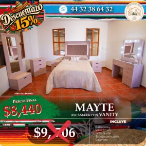 RECÁMARA MAYTE CON VANITY ROSA