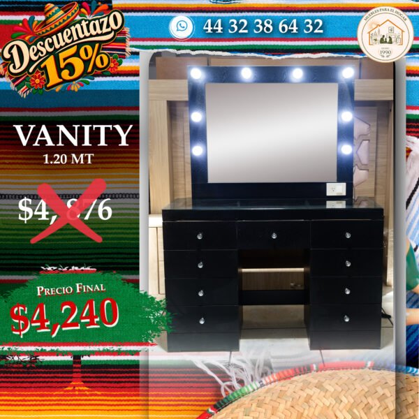 TOCADOR VANITY NEGRO (1,2 MT)