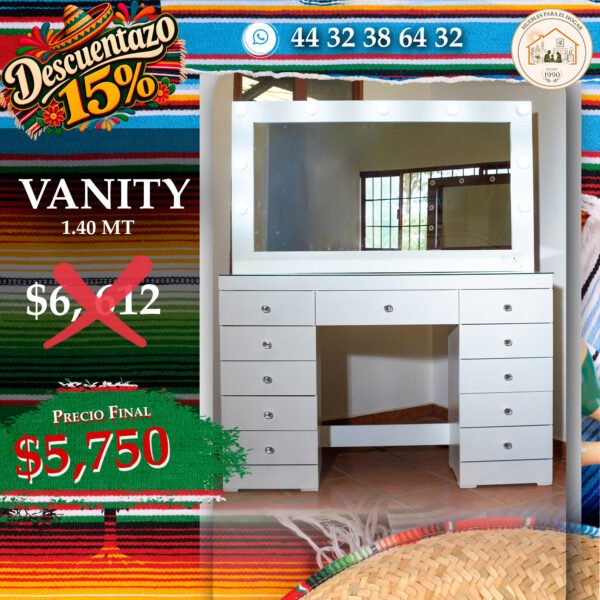 TOCADOR VANITY BLANCO (1,4 MT)
