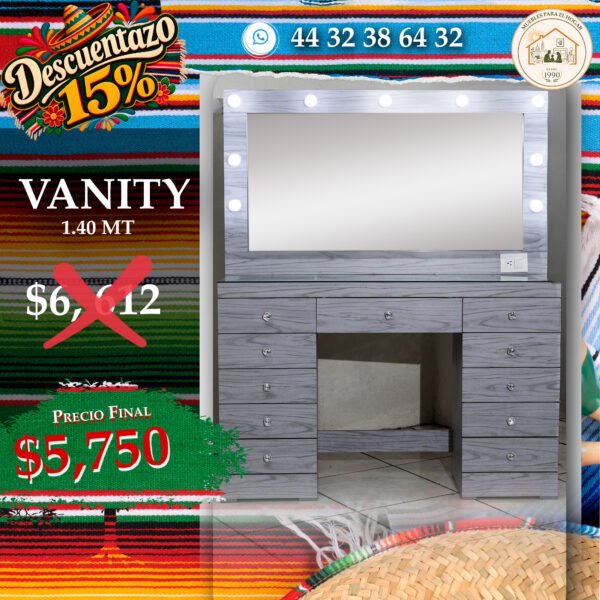 TOCADOR VANITY GRIS (1,4 MT)