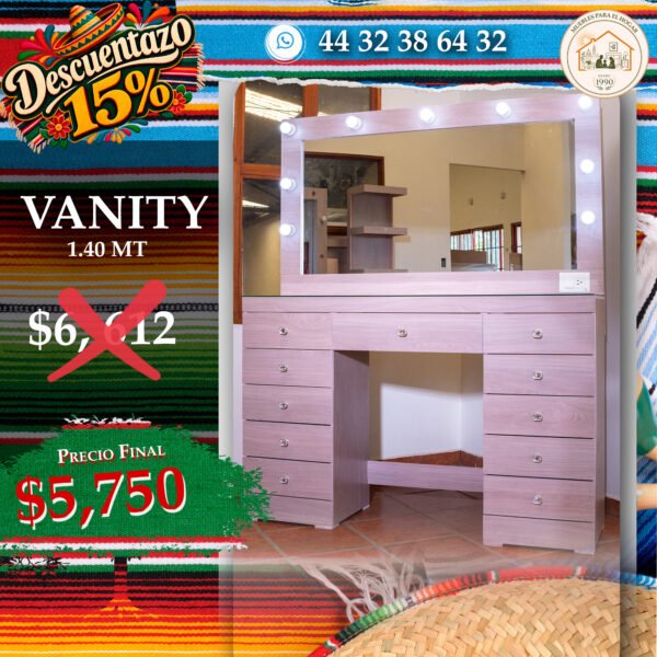TOCADOR VANITY ROSA (1,4 MT)